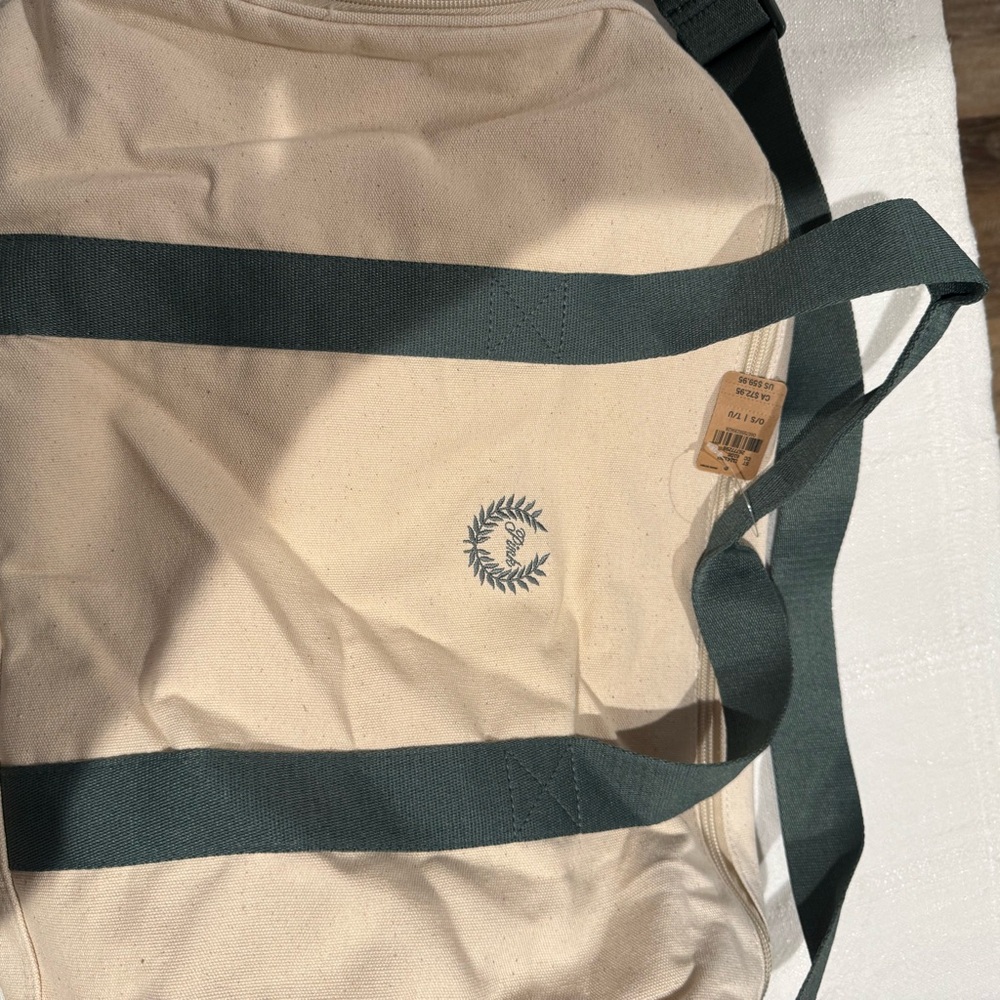 Canvas Tote Bag with Green Straps